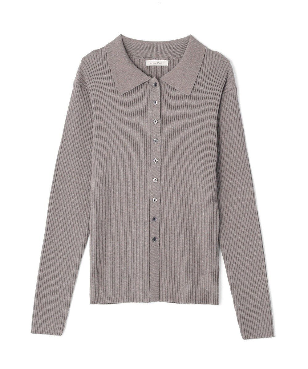 Green Parks 襟付きリブニットカーディガン 