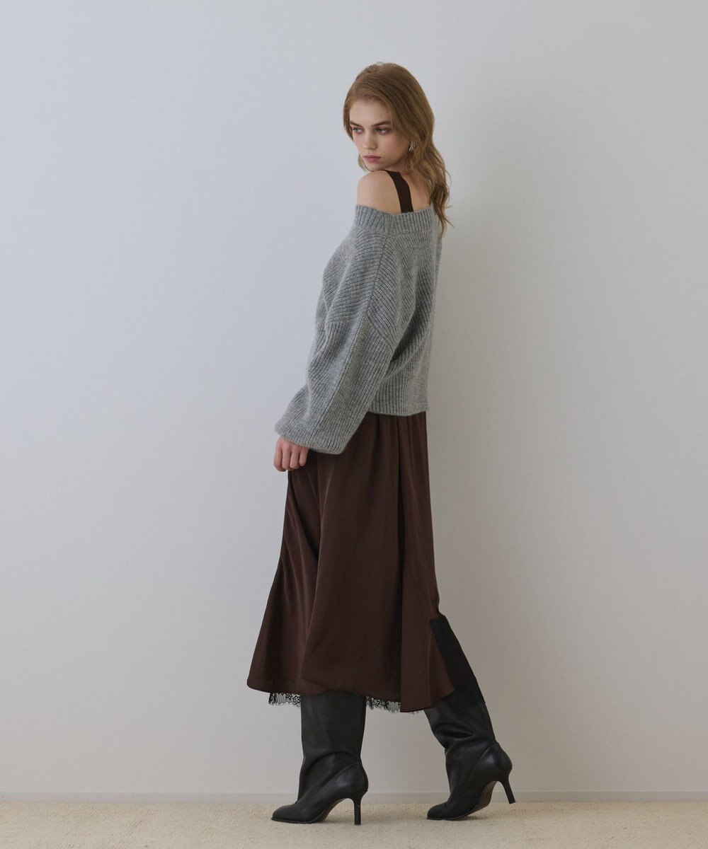 GRACE CONTINENTAL サテンレースニットワンピース 