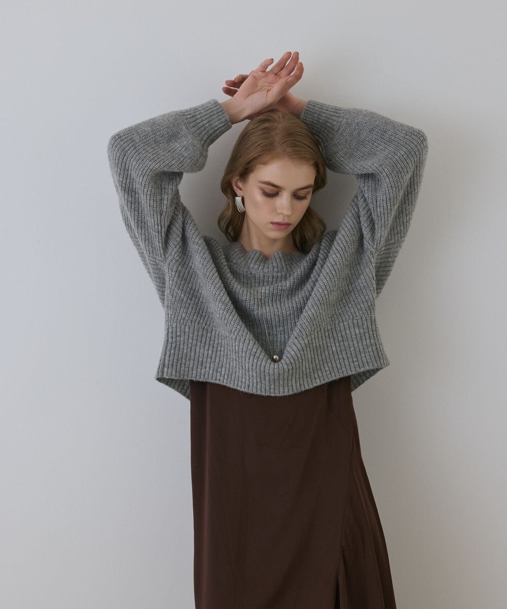 GRACE CONTINENTAL サテンレースニットワンピース 