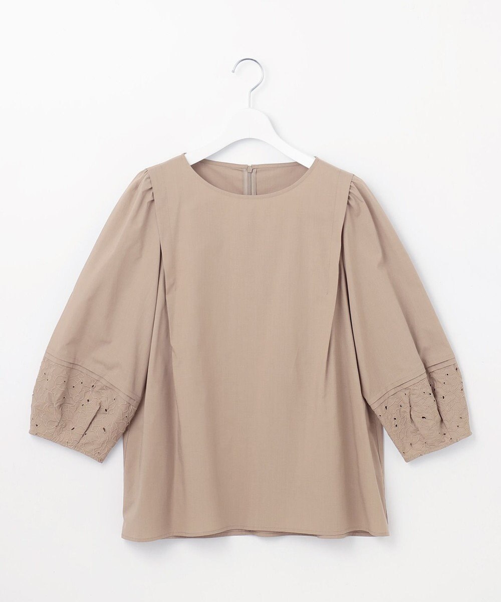 自由区 S 【洗える】テンセルコットンエンブロイダリープルオーバー ブラウス 