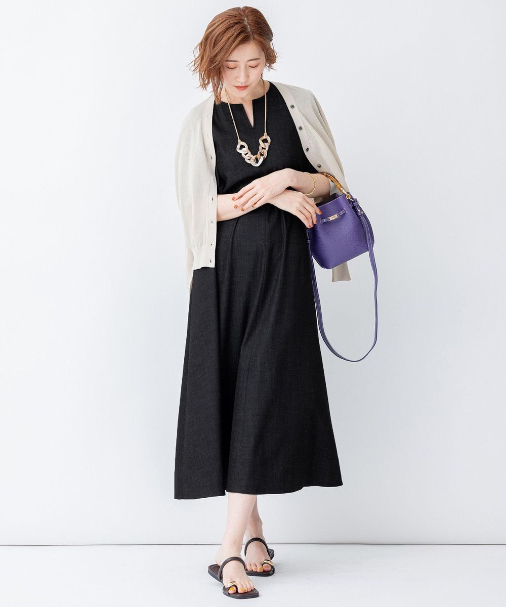 23区 【洗える】デニムライクシャンブレー フレア ワンピース 