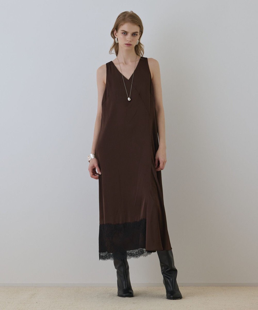 GRACE CONTINENTAL サテンレースニットワンピース 