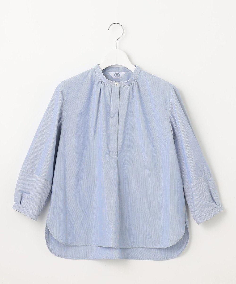 J.PRESS LADIES 【洗える・接触冷感・UVカット】エステネージュストライプ バンドカラーブラウス 