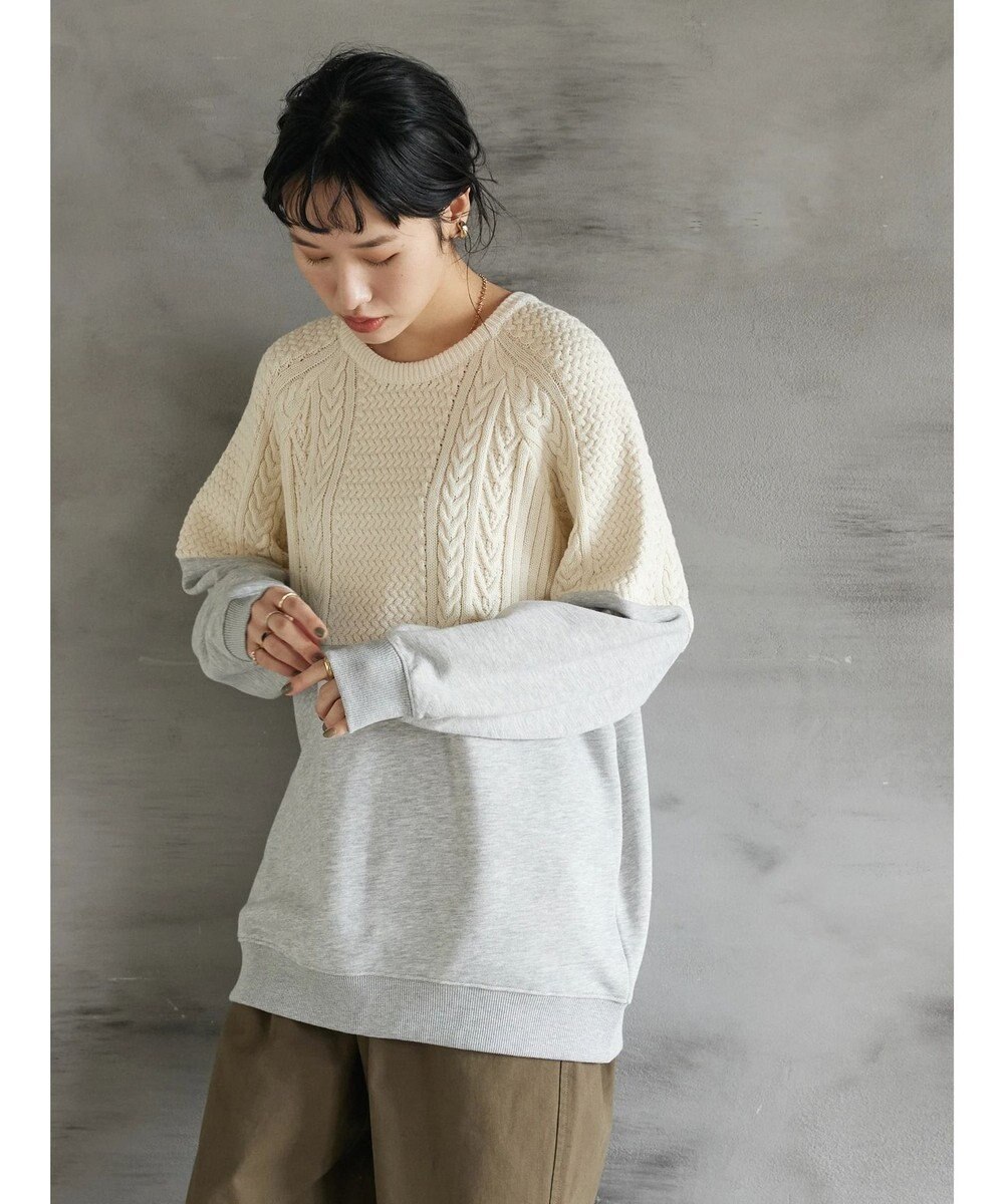 CRAFT STANDARD BOUTIQUE ニットドッキング裏毛プルオーバー 