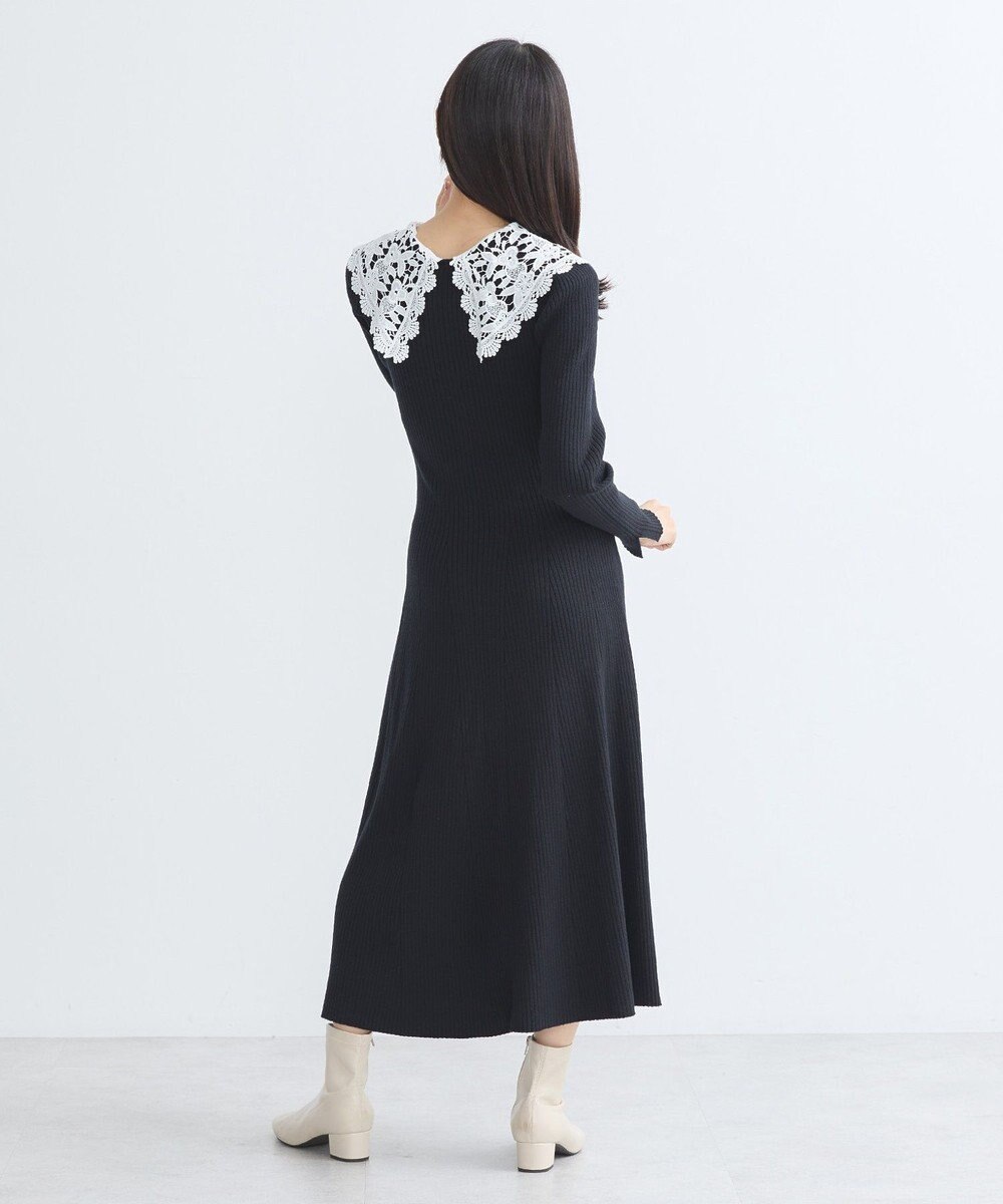 earth music&ecology 襟レースニットワンピース 