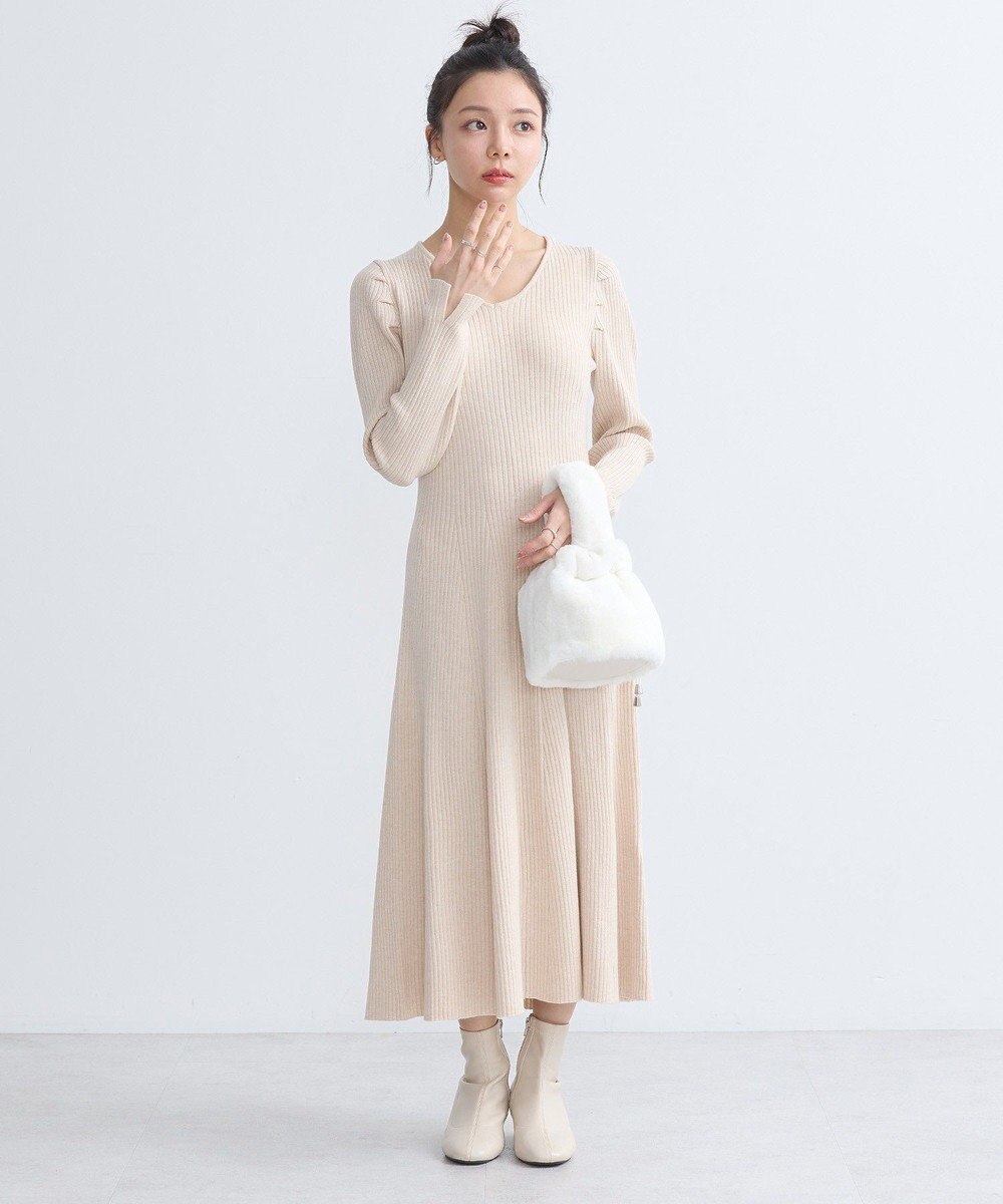 earth music&ecology 襟レースニットワンピース 