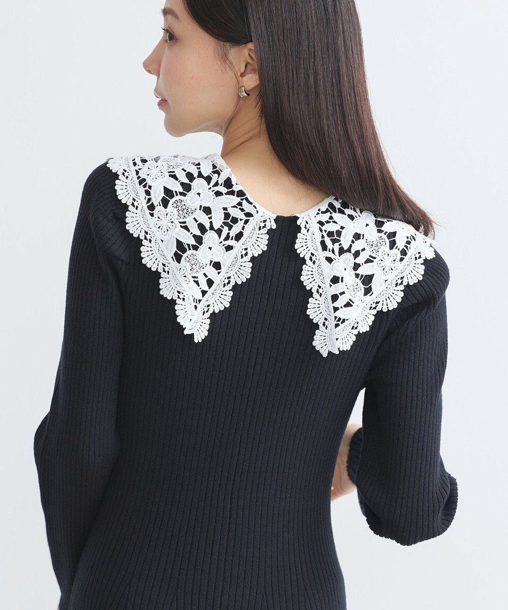 earth music&ecology 襟レースニットワンピース 