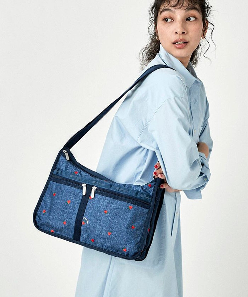 Lesportsac Deluxe Everyday Bag - Denim Strawberry Embroidery