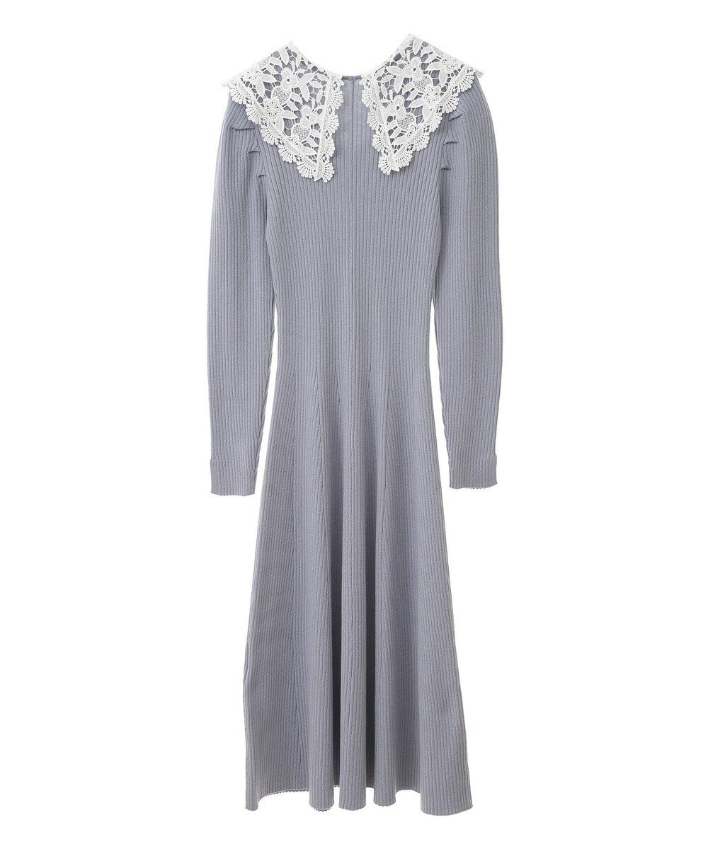 earth music&ecology 襟レースニットワンピース 