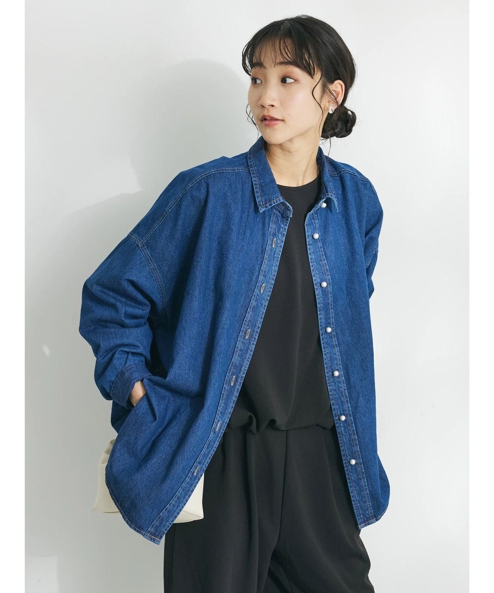 CRAFT STANDARD BOUTIQUE デニムパール釦サークルブラウス 