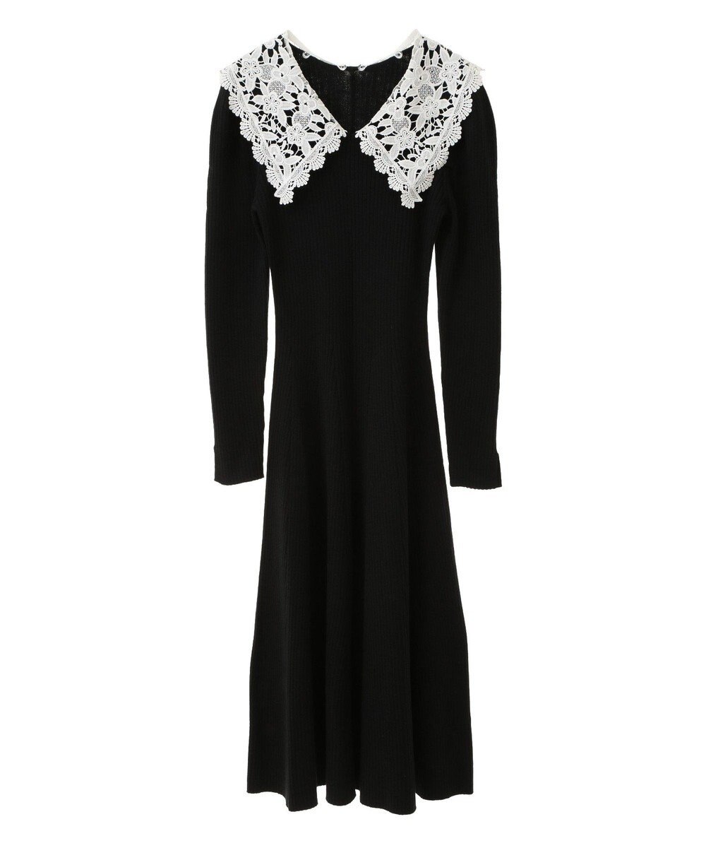 earth music&ecology 襟レースニットワンピース 