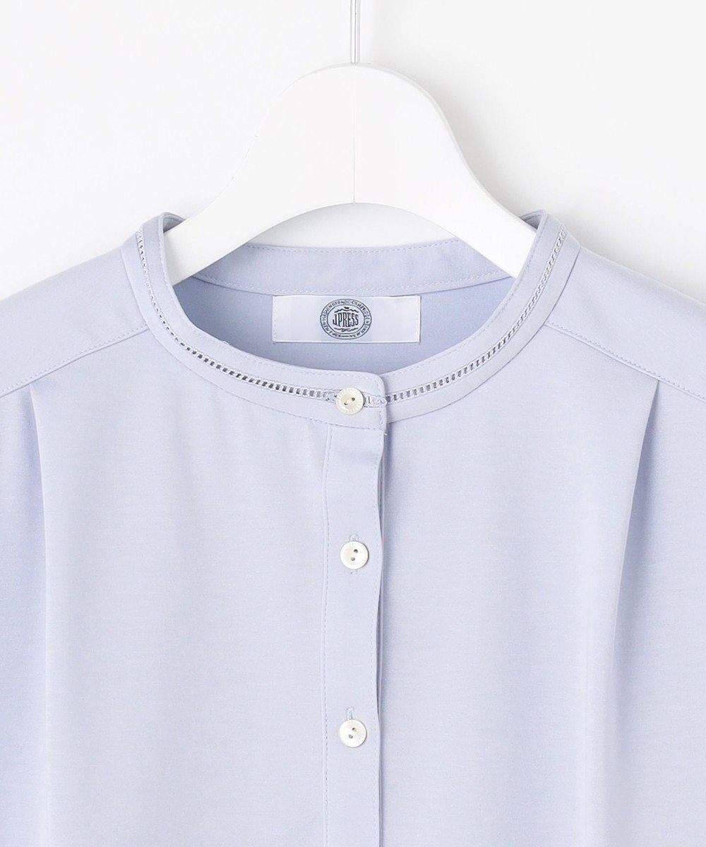 J.PRESS LADIES 【洗える】プレーティングジャージー バンドカラー カットソー 