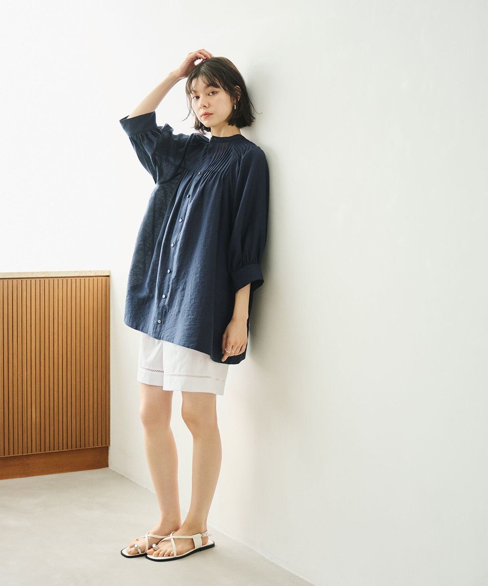 #Newans 【金子綾さんインスタライブご紹介アイテム】（前後着用可能）ピンタックシアーブラウス 