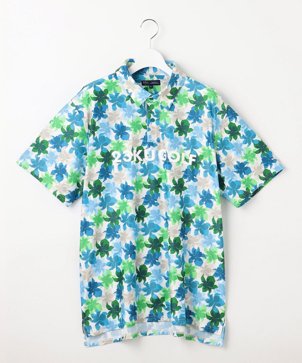 23区GOLF 【MEN】【キングサイズ/UVカット】草花柄プリントポロシャツ 
