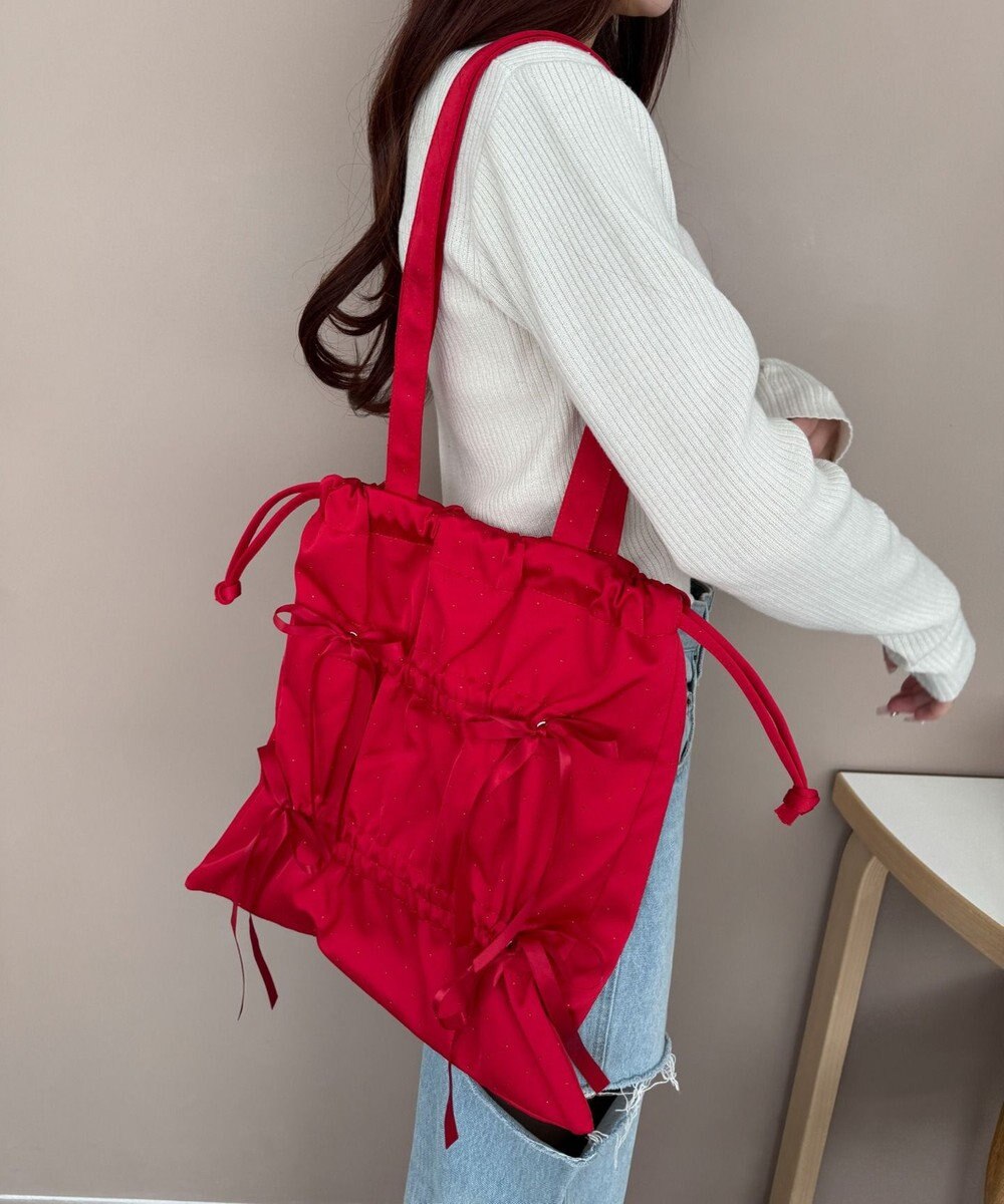 WEGO ドロストリボンギャザートート 