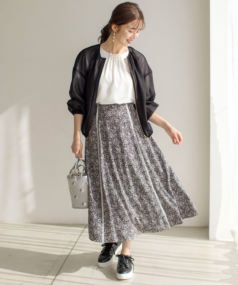 ANY SIS 【洗える】ラインポイントフラワー スカート 