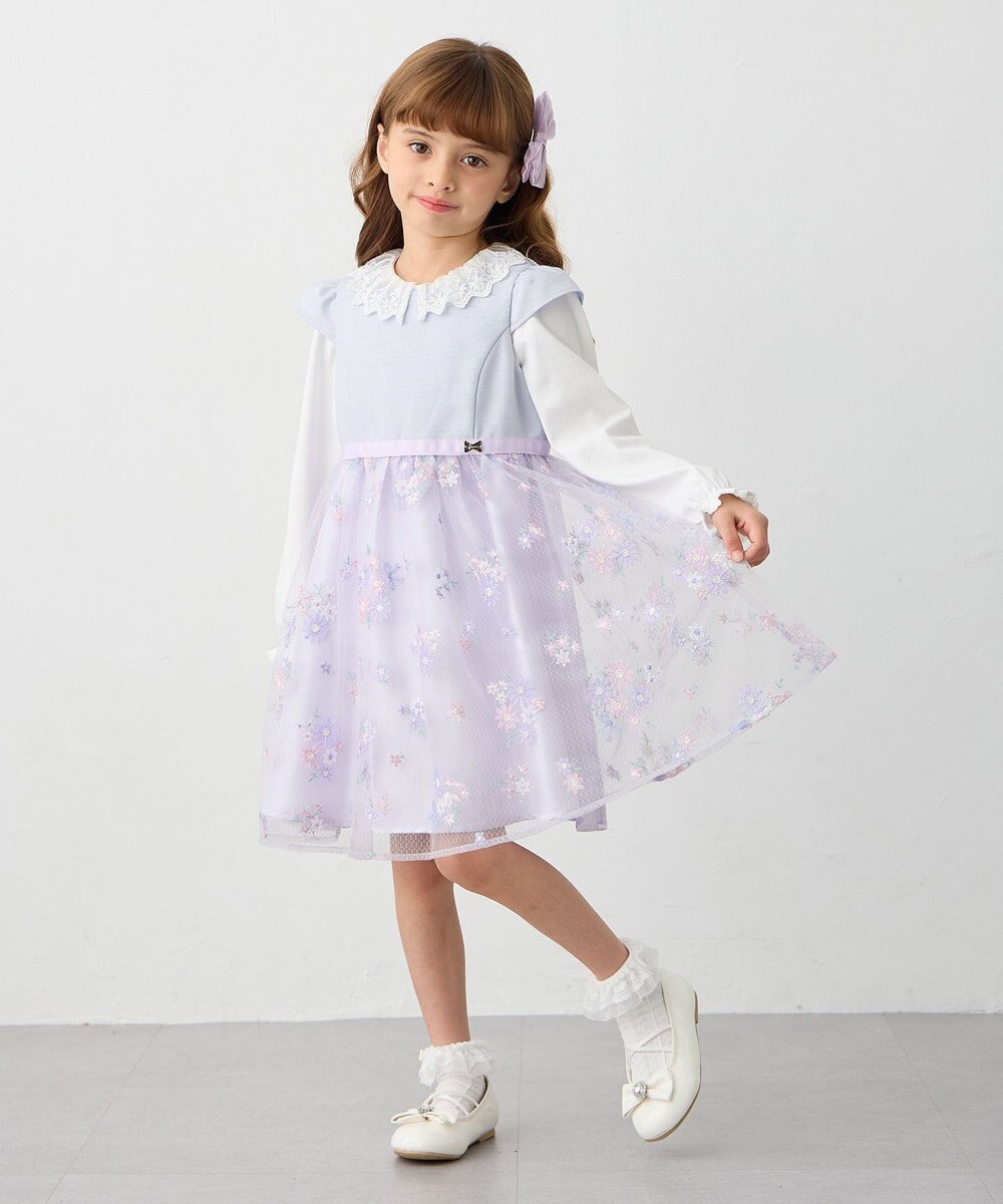 ANY KIDS フラワー刺繍ワンピース 