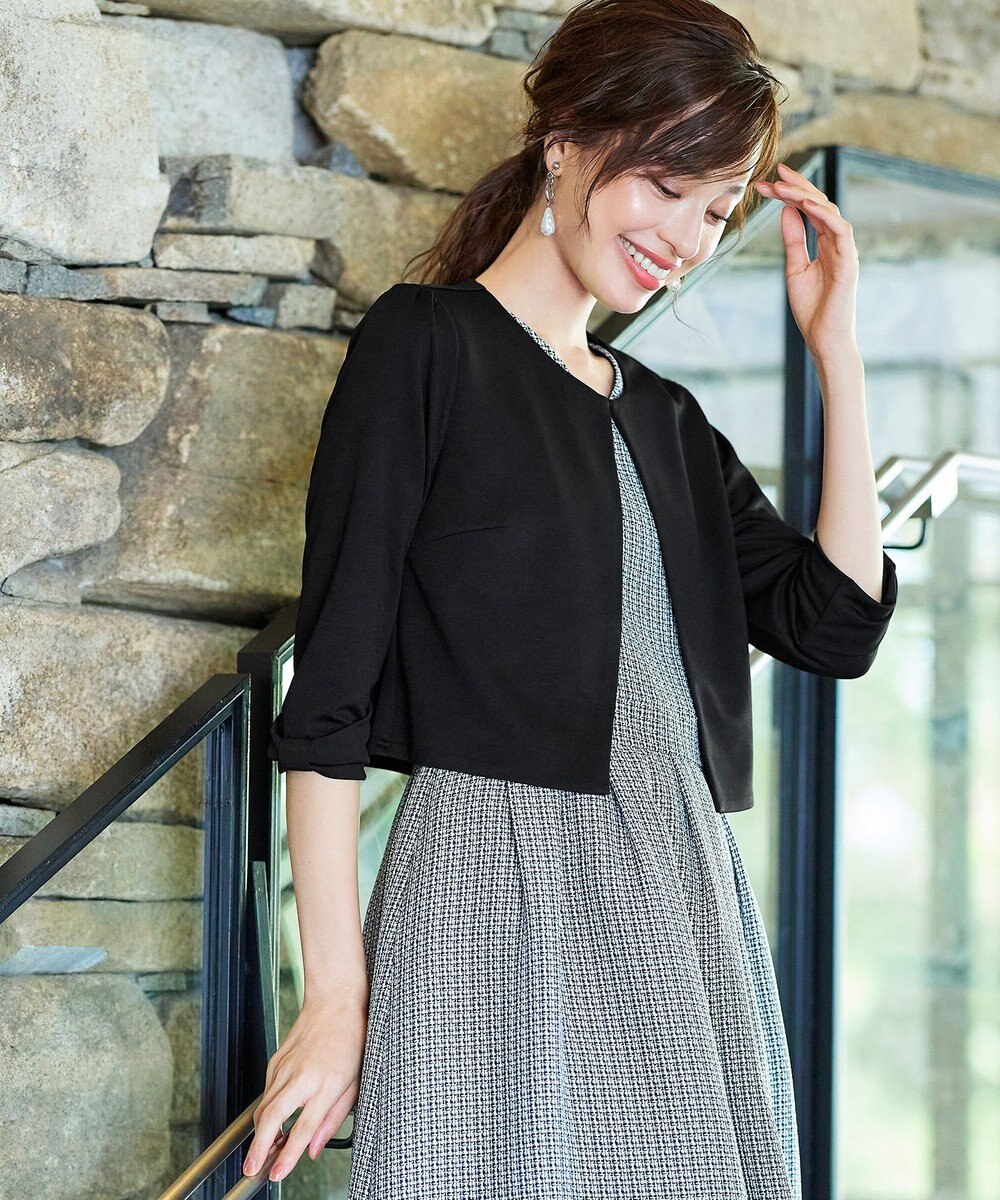 Tiaclasse L 【洗える】袖口リボンカットソーボレロカーディガン 