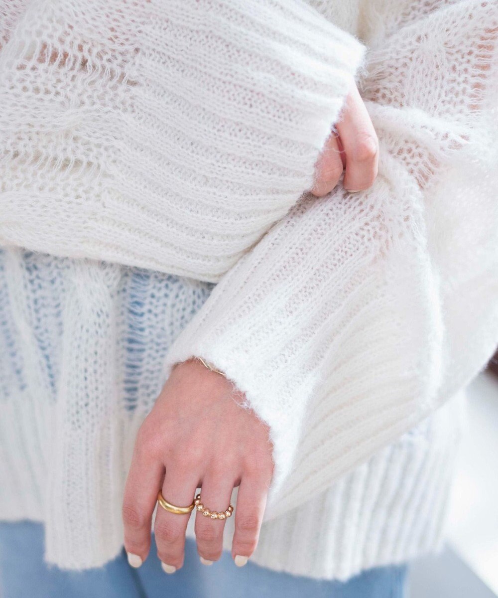 WEGO ケーブルメッシュメランジニット 