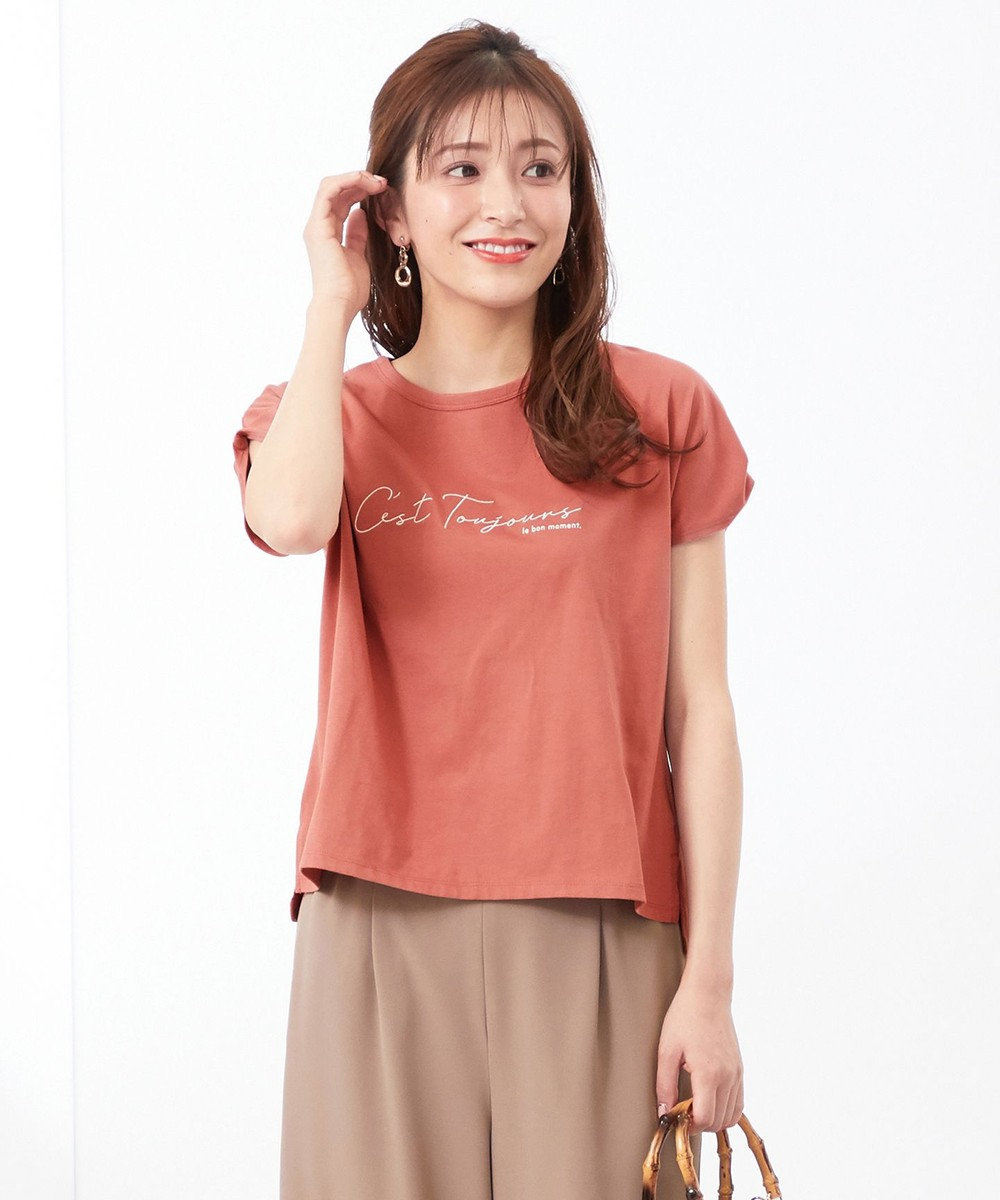 any SiS S 【美人百花6月号掲載】フレンチスリーブロゴ Tシャツ オレンジ