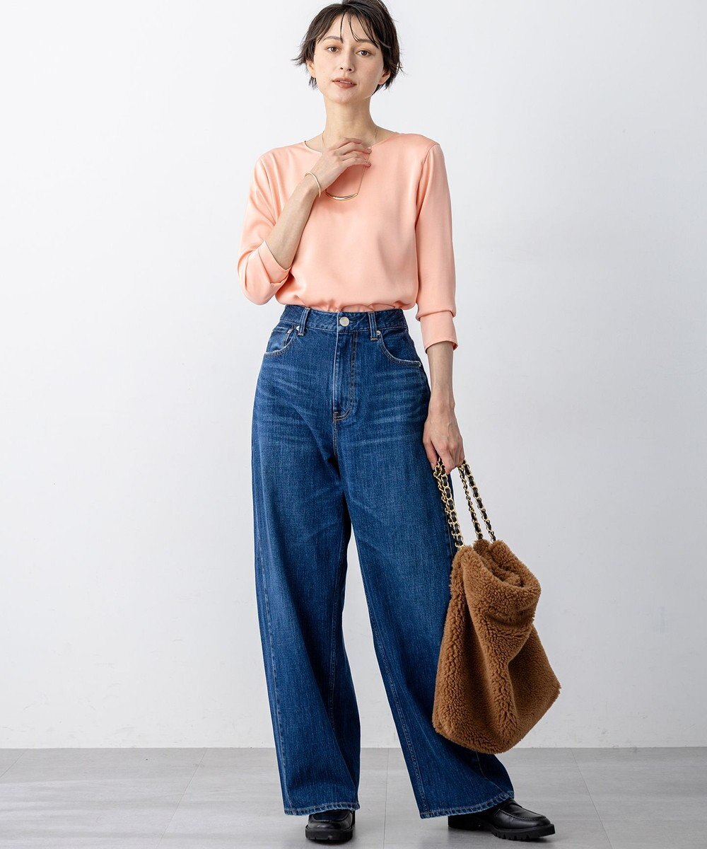 23区 L 【洗える】サテン ロングスリーブ Tシャツ 