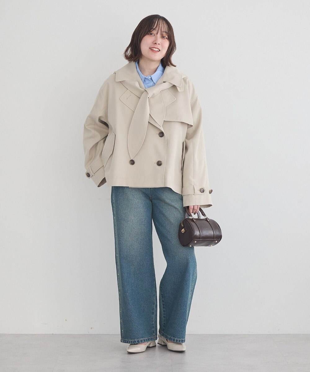 earth music&ecology 2WAYフードショートフレアトレンチ 