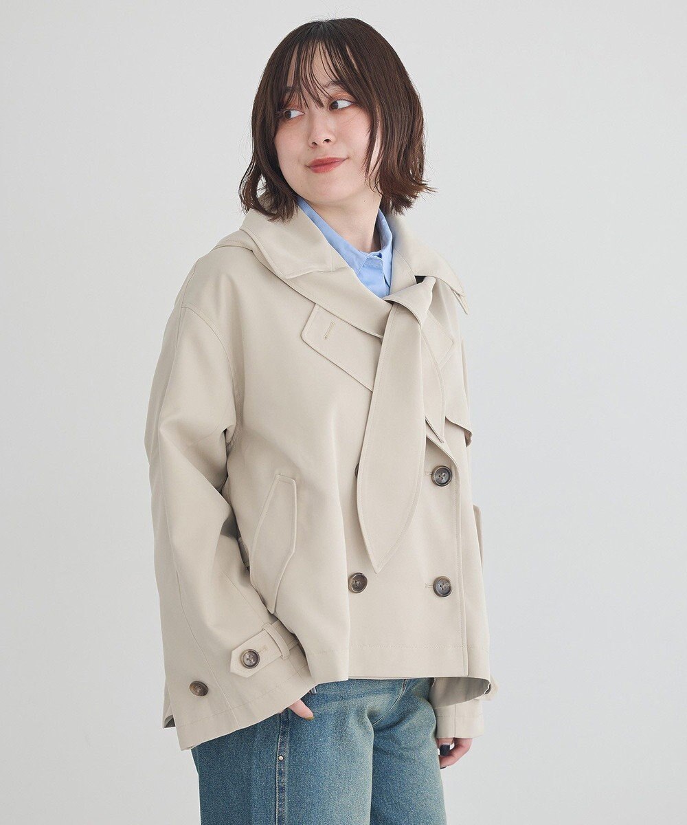 earth music&ecology 2WAYフードショートフレアトレンチ 