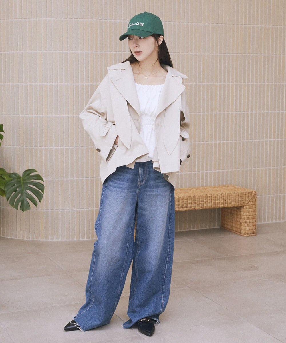 earth music&ecology 2WAYフードショートフレアトレンチ 