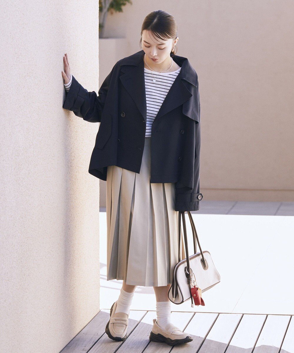 earth music&ecology 2WAYフードショートフレアトレンチ 