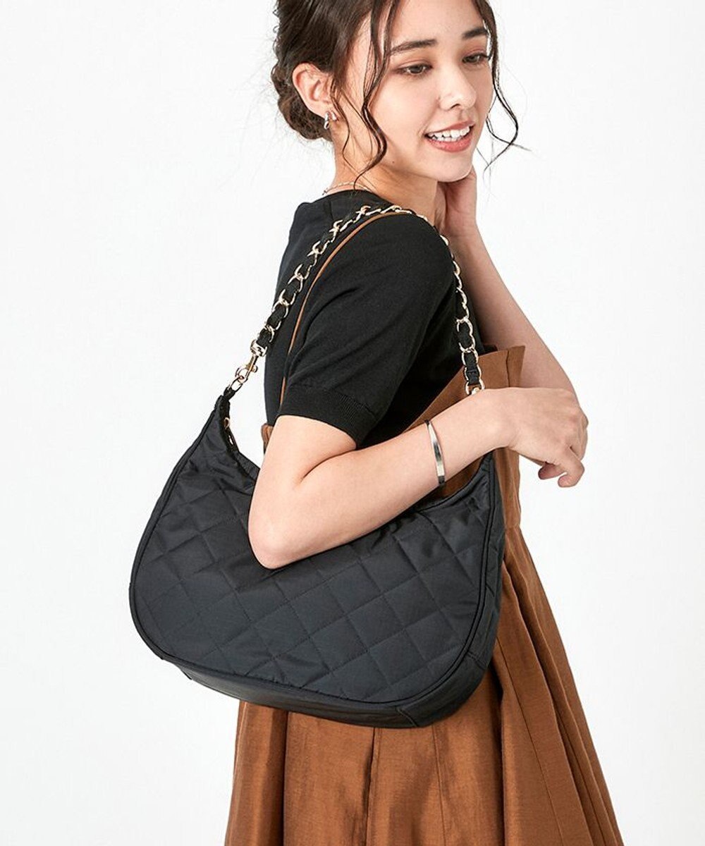 LeSportsac CHAIN N/S CONV HOBO/ブラックチェーンキルト ブラックチェーンキルト