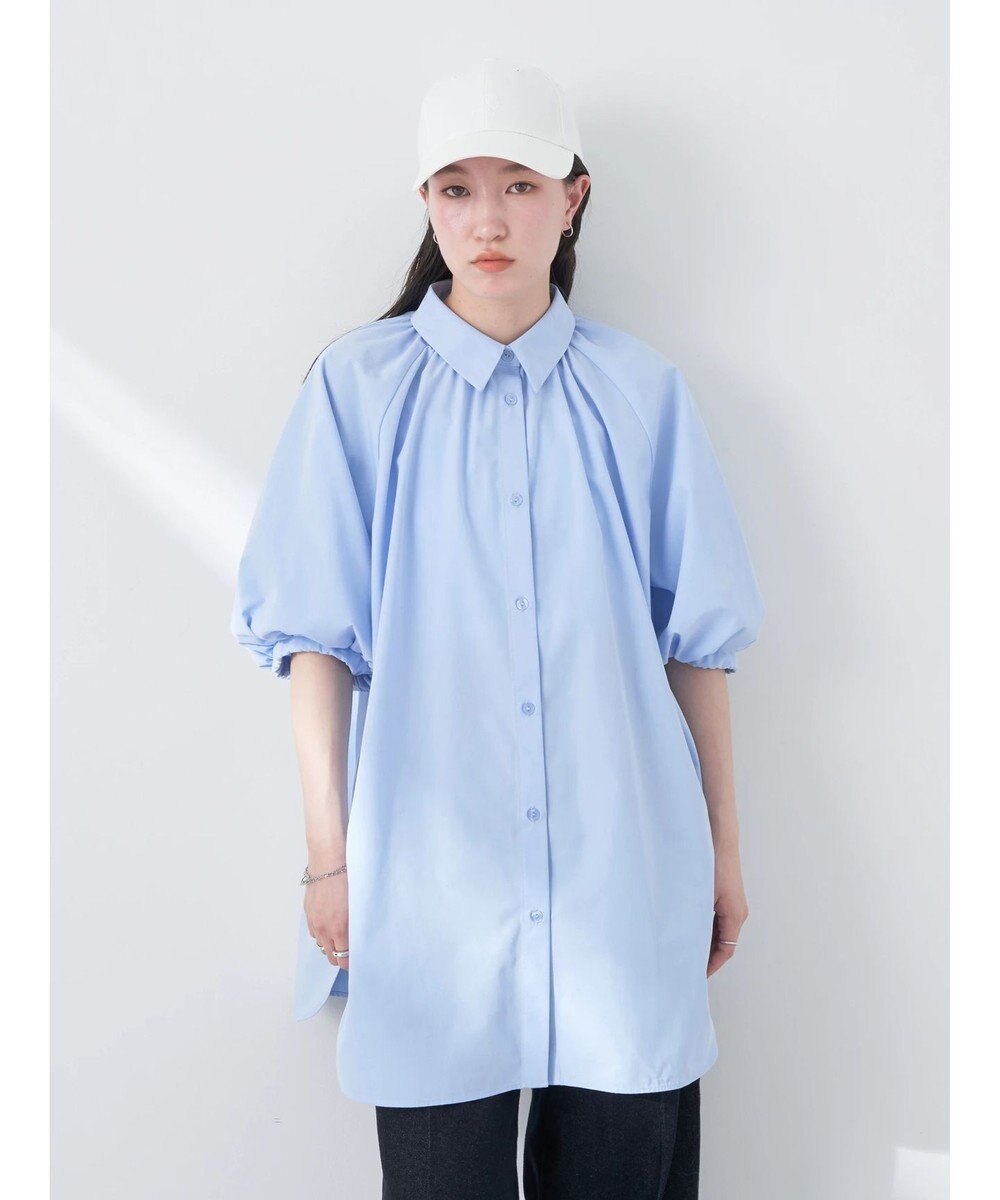 earth music&ecology パフスリーブチュニックブラウス 