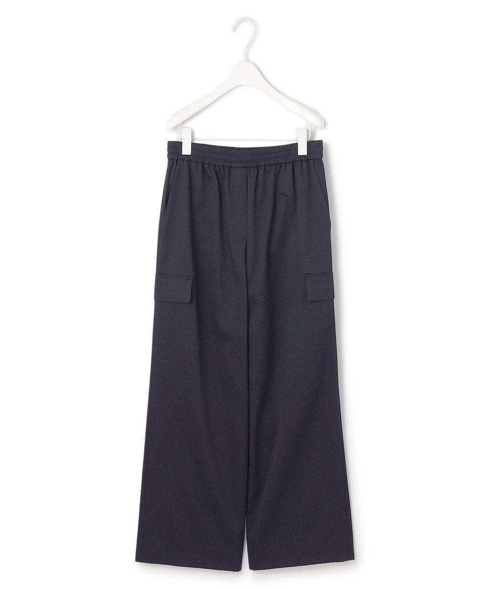 ICB 【洗える】ウォームサテン ワイドストレートカーゴパンツ 