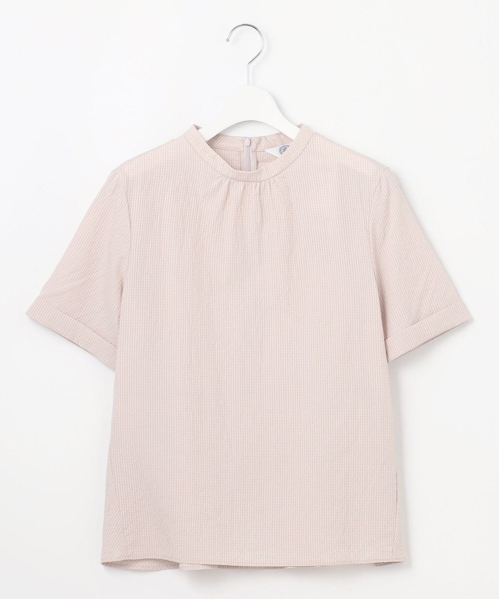 J.PRESS LADIES 【洗える】アセテートレーヨンコットンチェック ペプラム ブラウス 