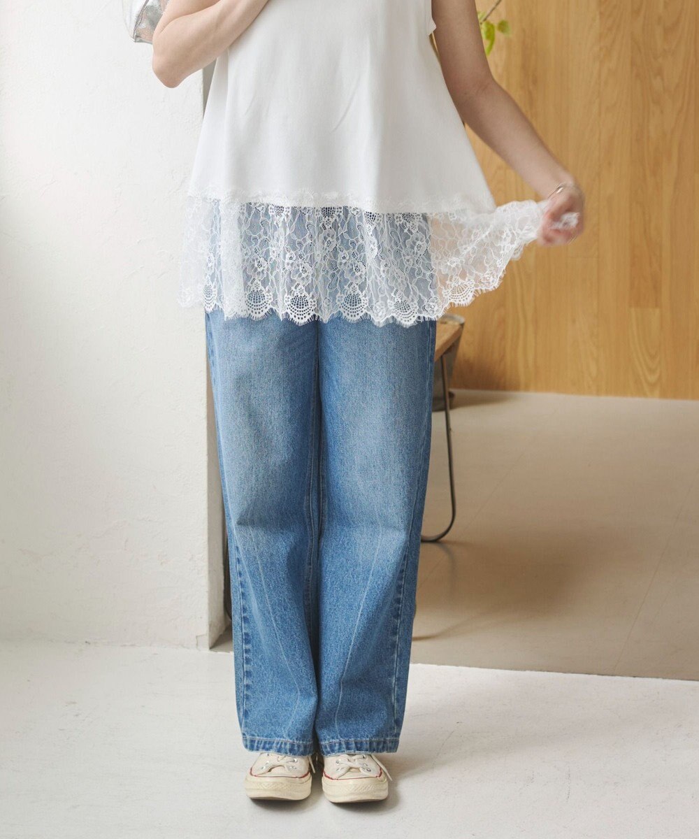 WEGO 【ANGIE VINTAGE/SMLサイズ展開】ワイドストレートデニムパンツ 