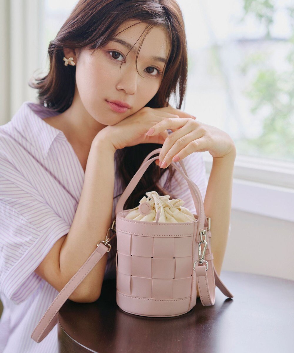 Tiaclasse  【ストラップ付き】編みこみミニバゲットバッグ 