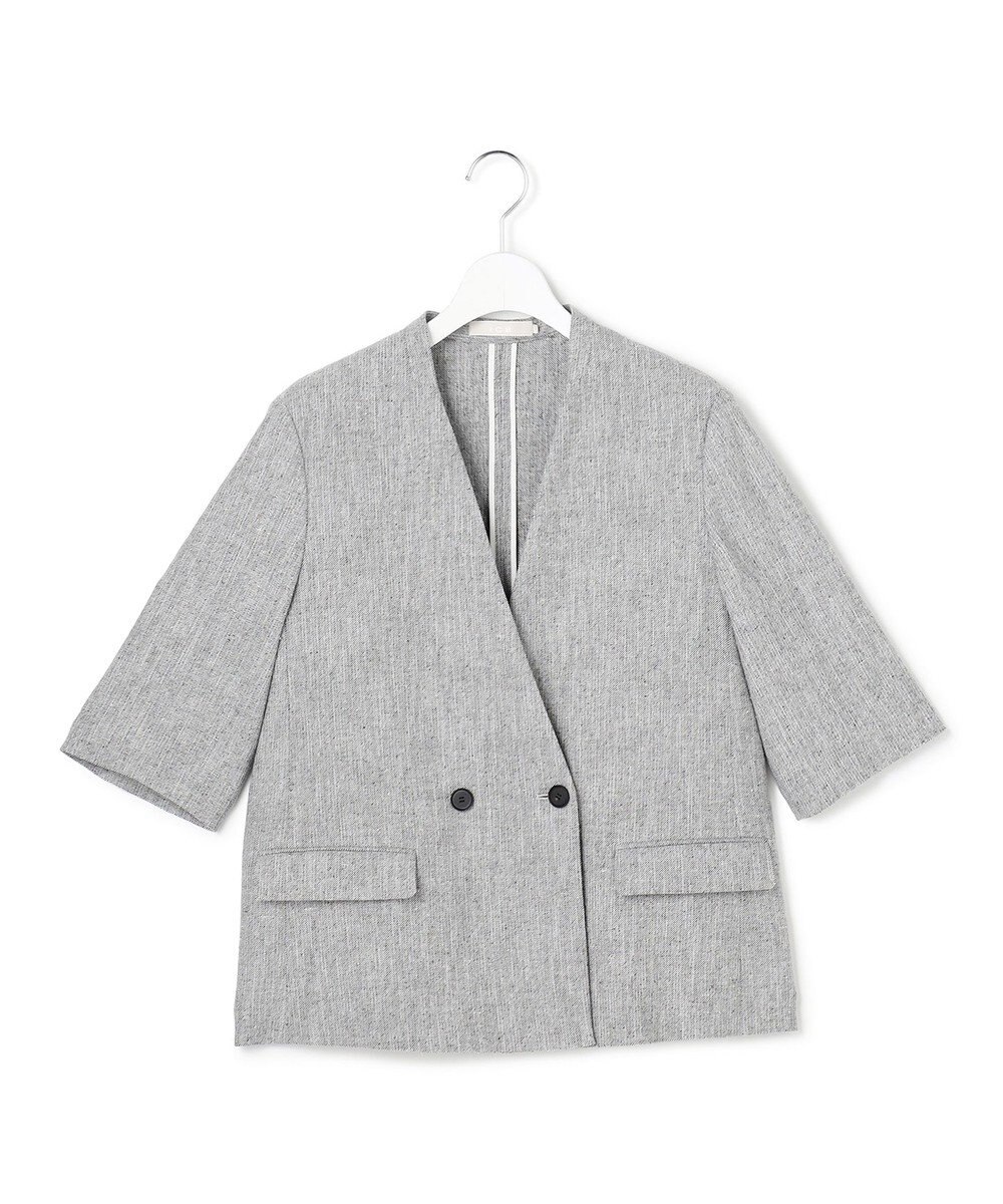 ICB L ストレッチMIXツイード 半袖ジャケット 