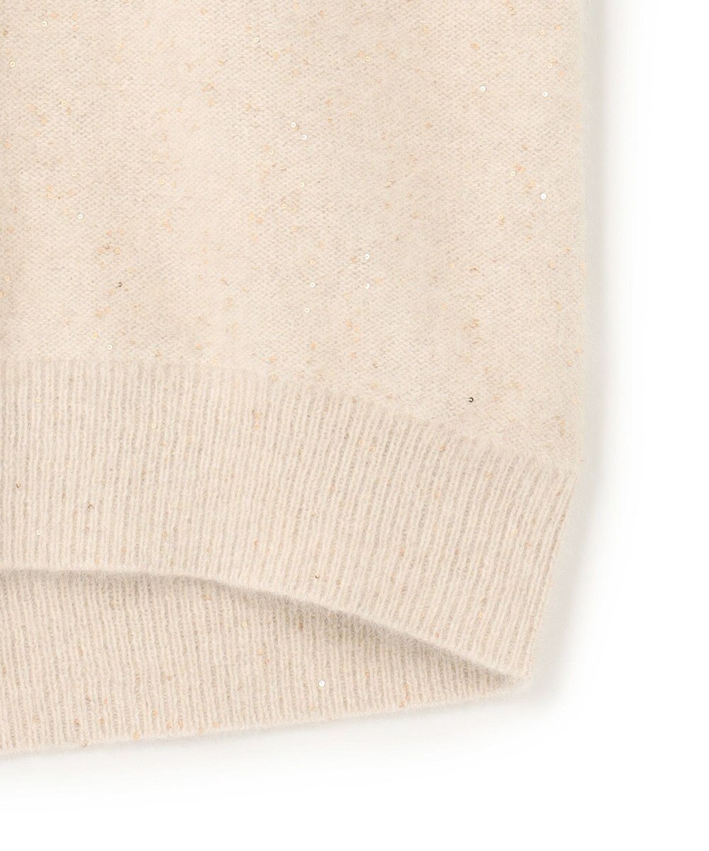 BEIGE， AMARILLO / スパンコールフォックスVネックニット 