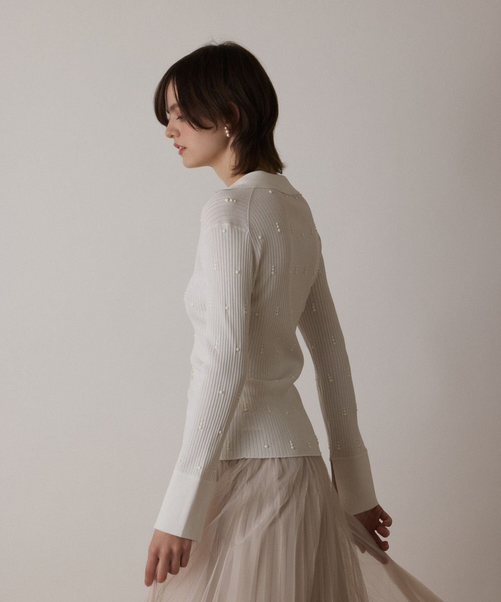 GRACE CONTINENTAL ビジューリブニットトップ 