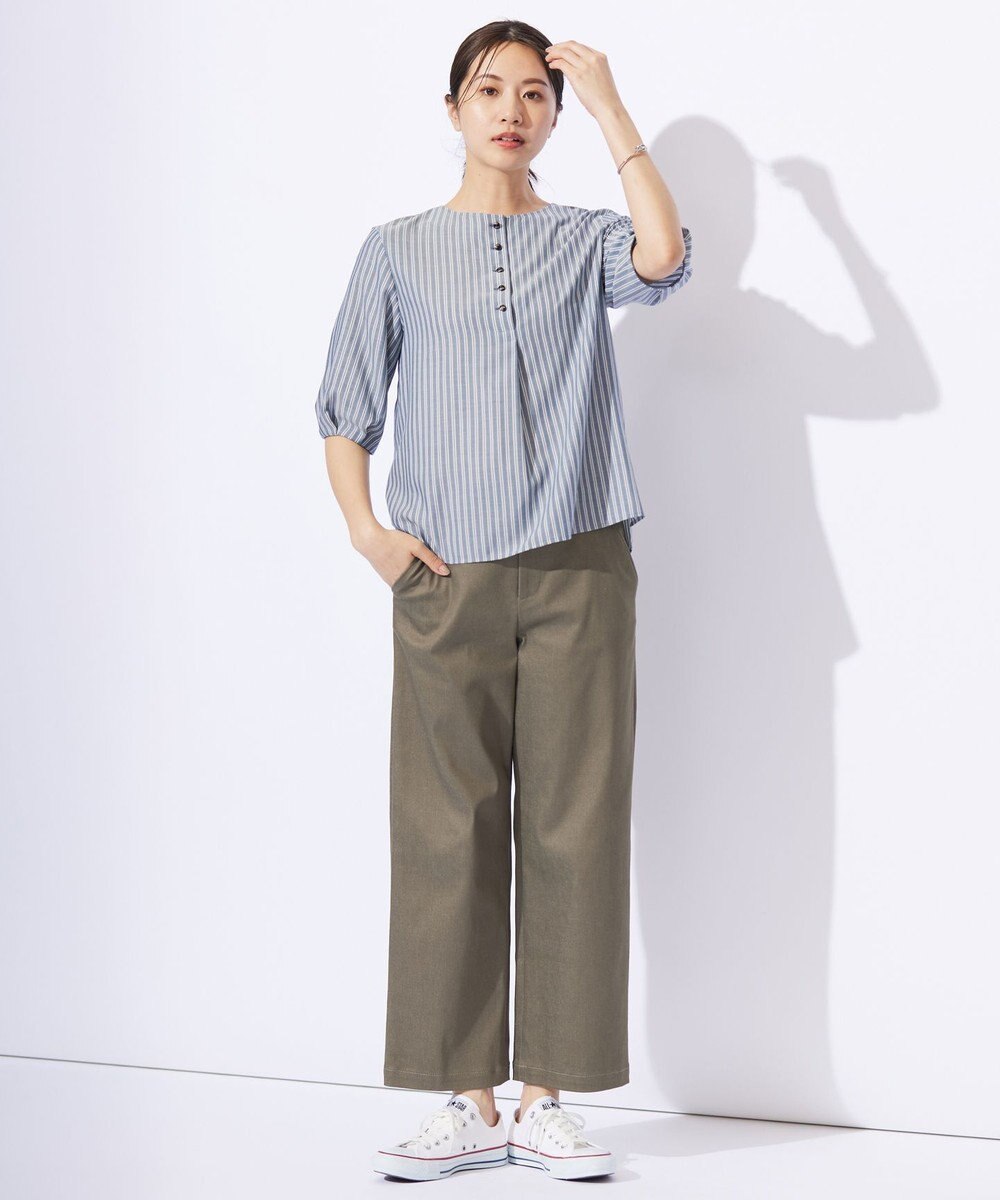 J.PRESS LADIES S 【洗える】ハイパワーデニムツイル ワイド パンツ 