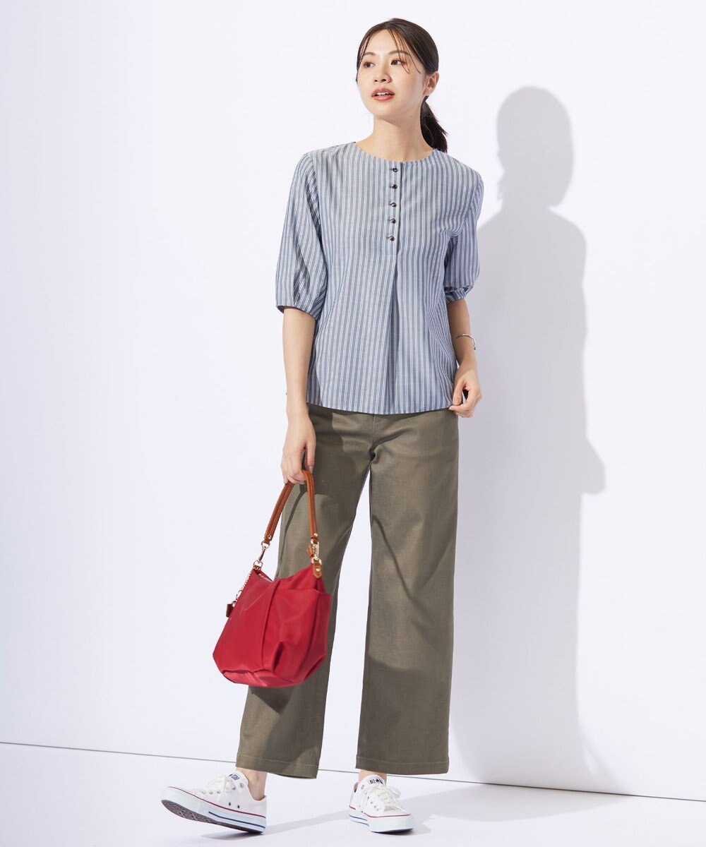 J.PRESS LADIES S 【洗える】ハイパワーデニムツイル ワイド パンツ 