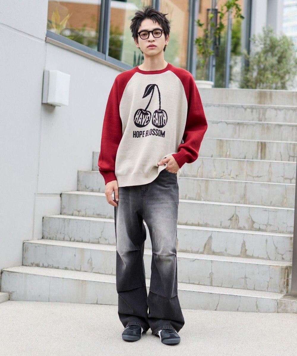 WEGO 【S～Lサイズ展開/ウエスト調整可】パラシュートデニムパンツ 