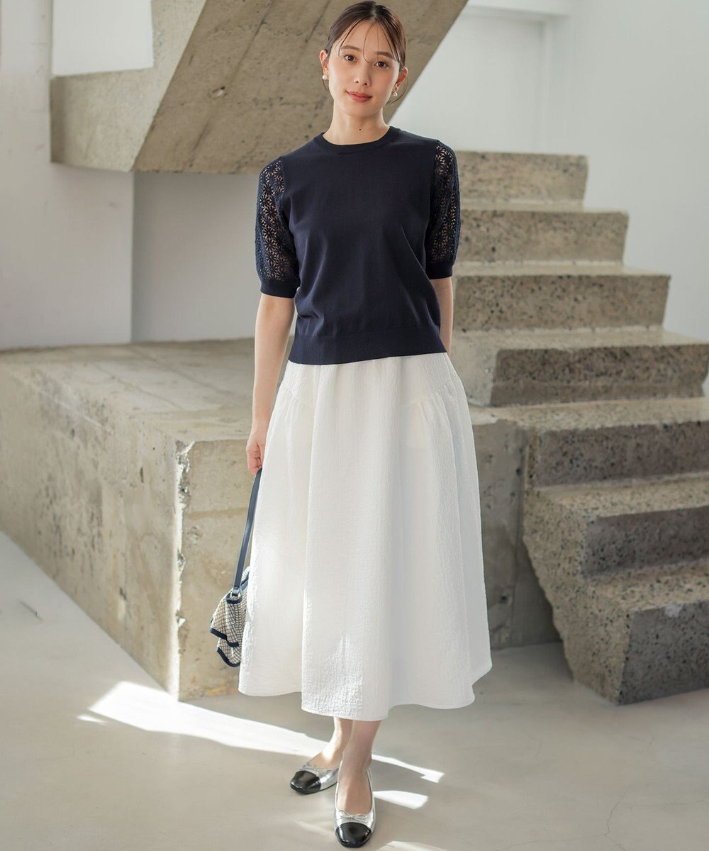 組曲 【先行予約】コットンフラワーレーシープルオーバー ニット 