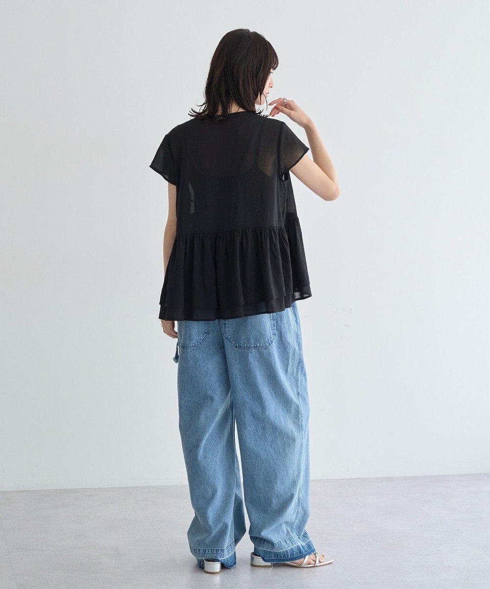 YECCA VECCA ペプラムシアーブラウス 