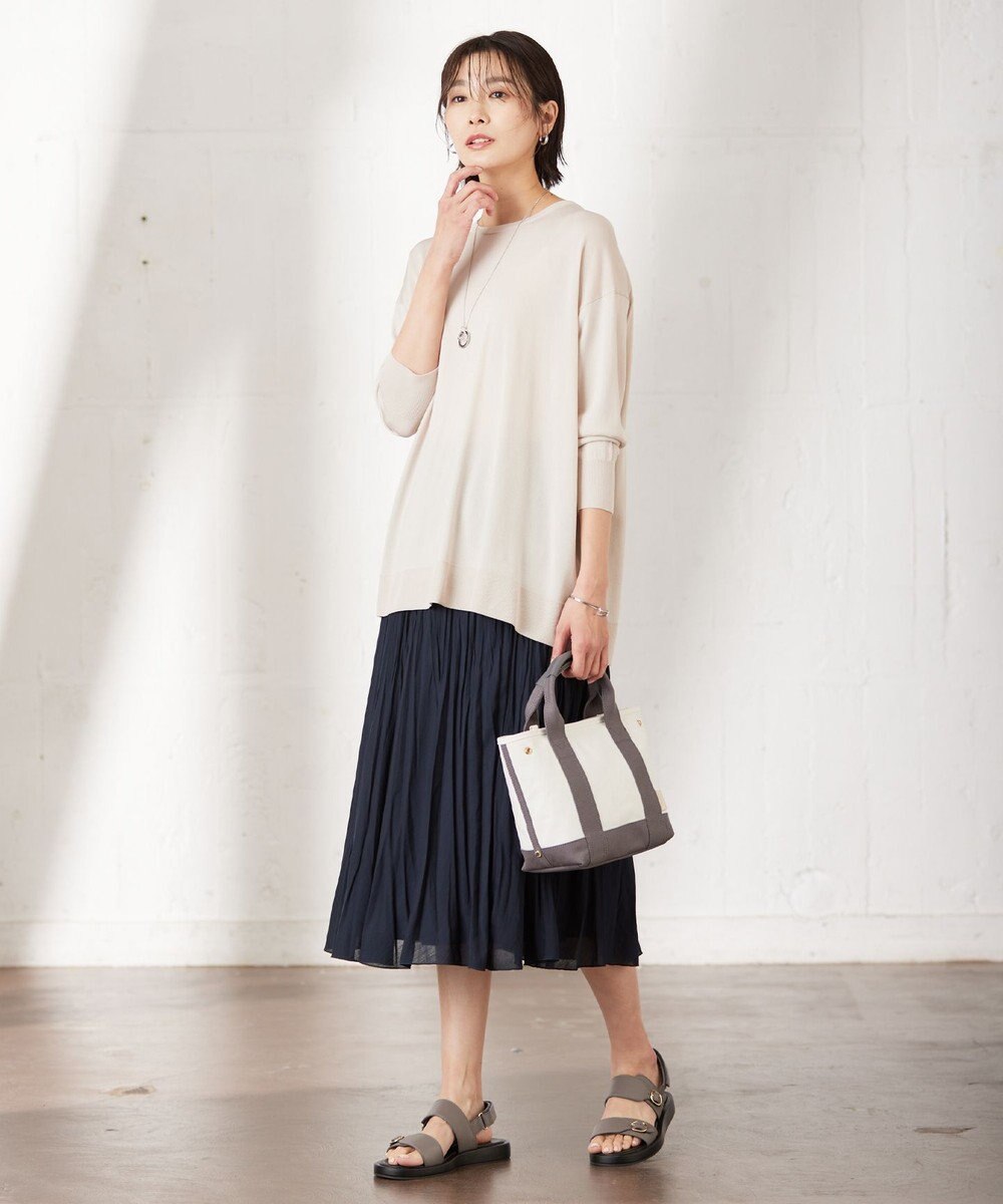 J.PRESS LADIES L 【洗える】 シルキーレーヨンストレッチ オーバーサイズ ニット 