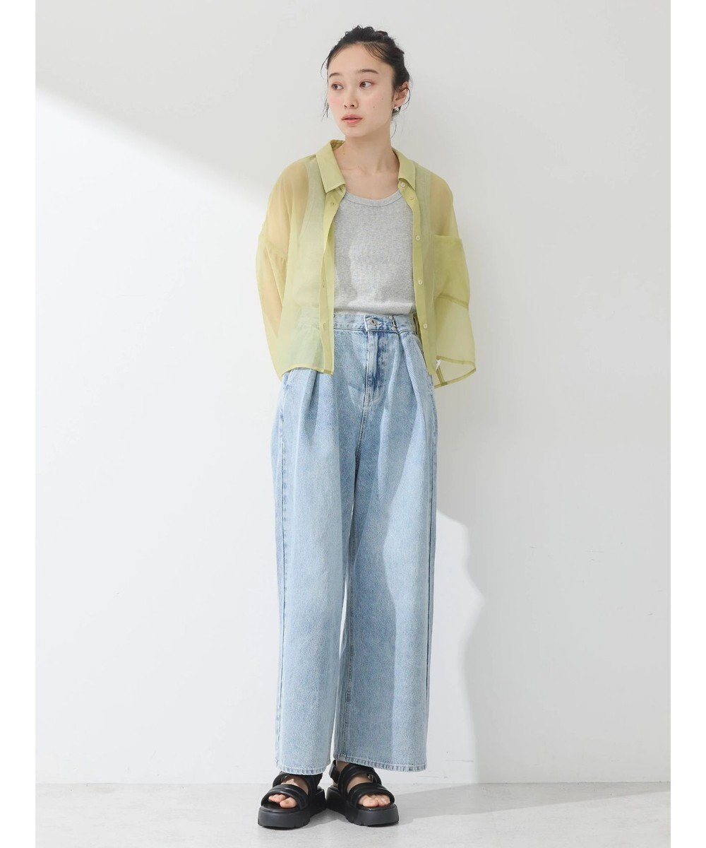 earth music&ecology ソデスリットクロップドシャツ 