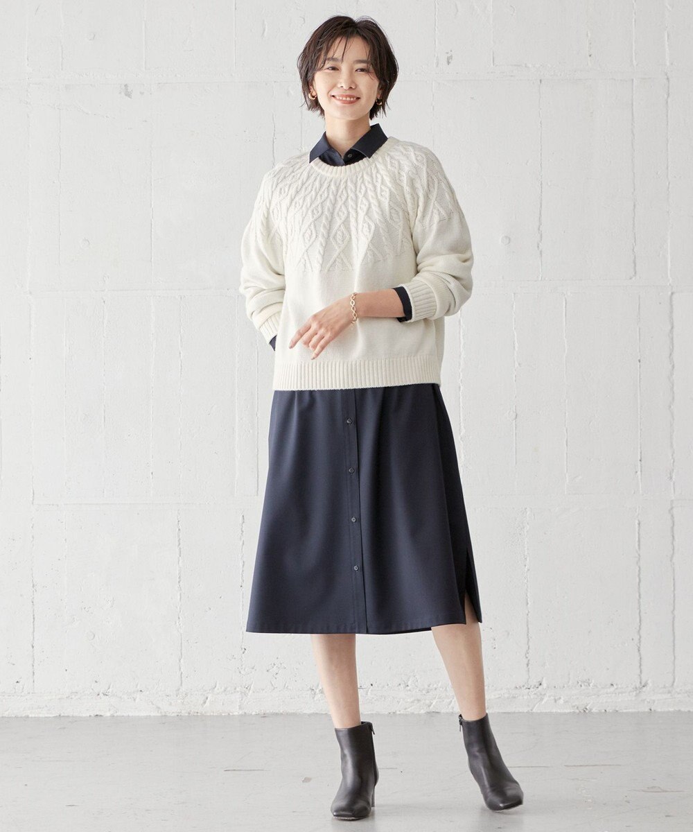 J.PRESS LADIES L 【WEB限定・洗える】 EIGER CORD 求心編み ニット 