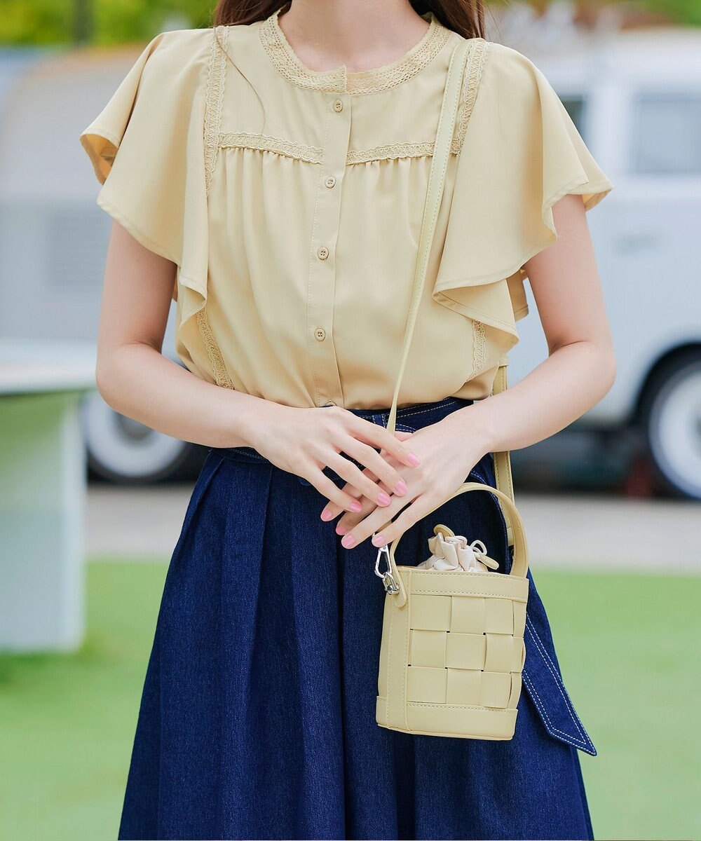 Tiaclasse  【ストラップ付き】編みこみミニバゲットバッグ 