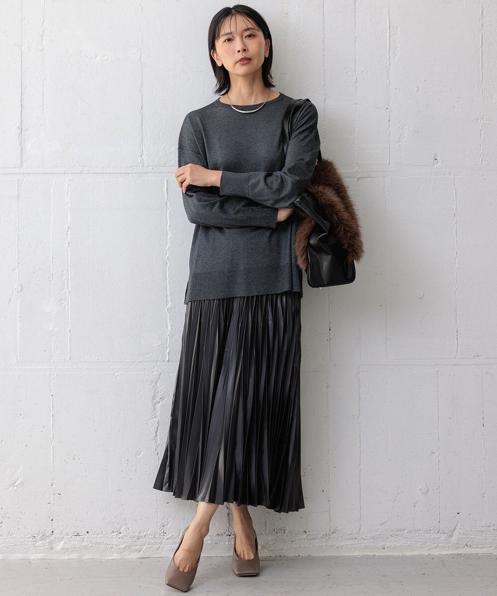 23区 S 【洗える】レザーライクプリーツ スカート 
