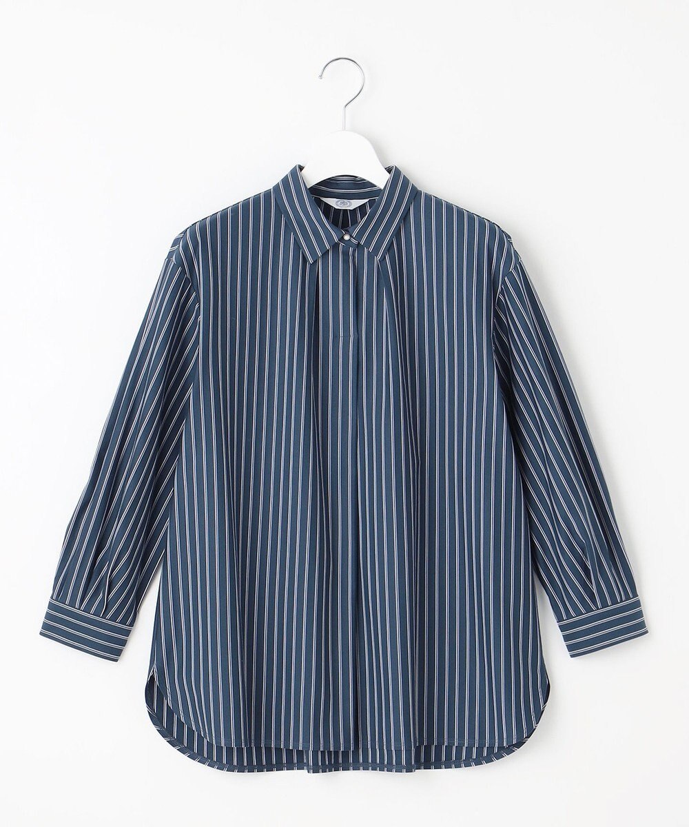 J.PRESS LADIES L ストライプジャージー シャツカラー カットソー 