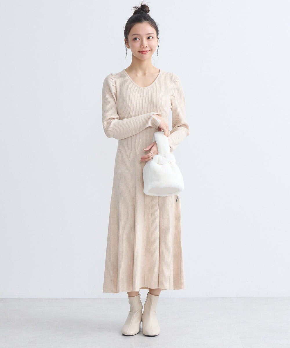 earth music&ecology 襟レースニットワンピース 